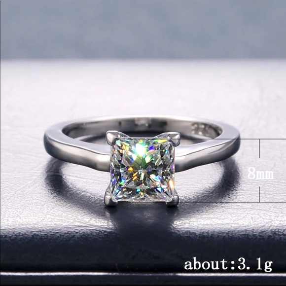 Luxury New Princess 925 Silver Diamond Bridal Ring - Picture 5 of 5